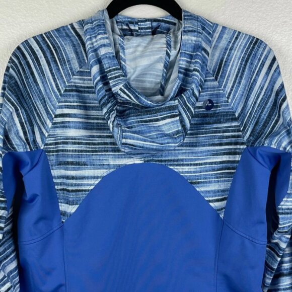 Marmot Muse Jacket Women's‎ M Hooded Full Zip Striped Blue Lavender Wind Breaker - Picture 7 of 14